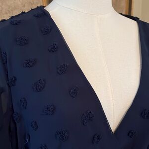 SHEIN Navy Textured Midi Dress, 0Xl